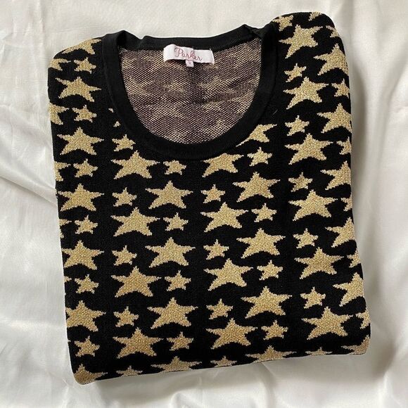 NWOT PARKER Beven Gold Sparkle Star Sweater - Picture 5 of 8